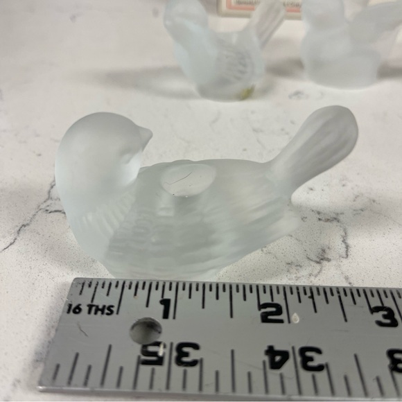 Vintage Set 4 Colonial Candle Cape Cod Small Frosted Glass Bird Candle Holders - Picture 5 of 16